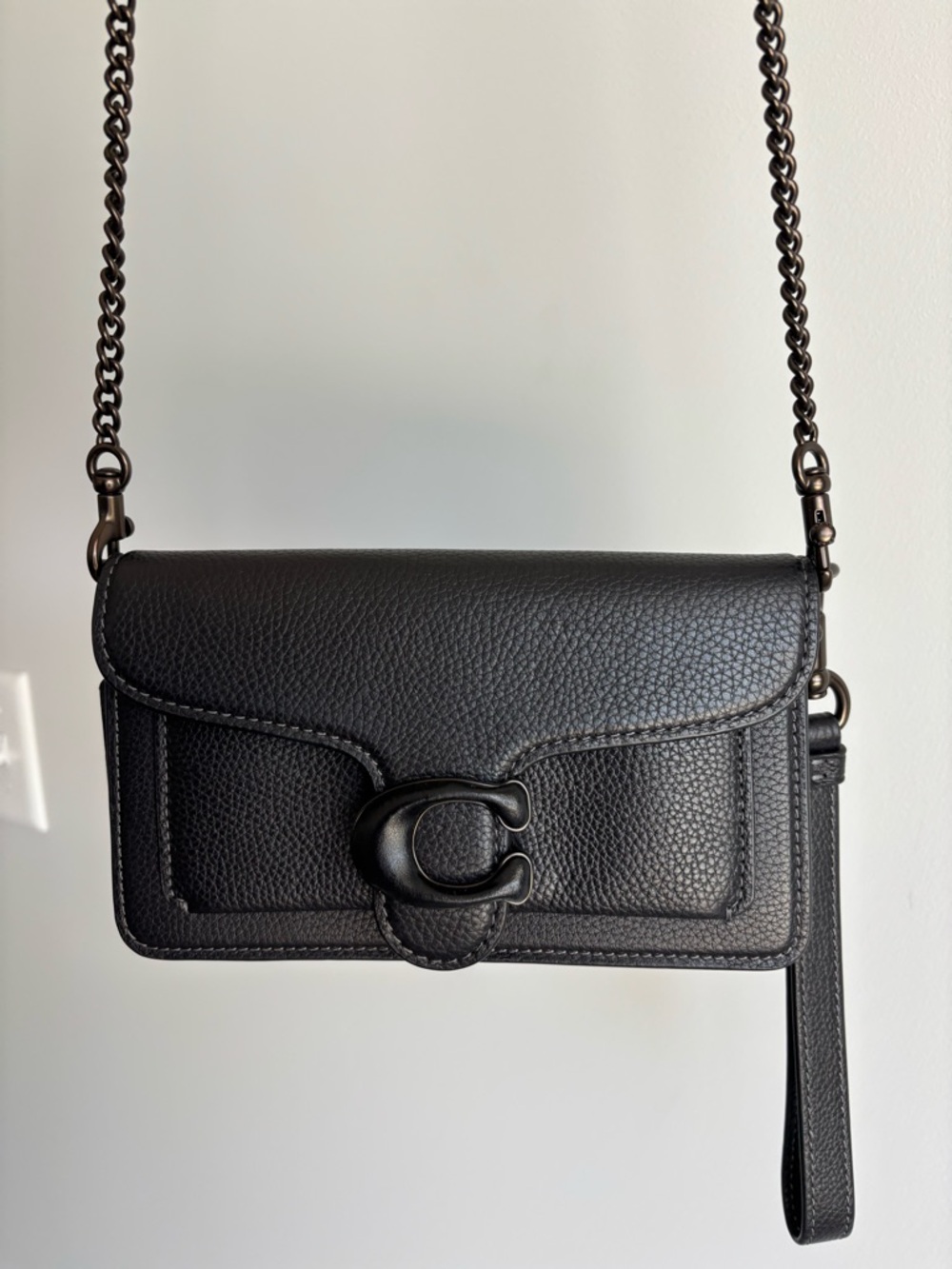Coach Tabby Chain All-Black Leather Crossbody Bag - Picture 3 of 12